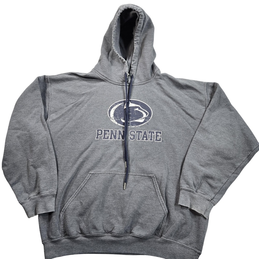 Penn State Nittany Lions Hoodie Mens Large Gray NCAA Football Gildan Sweatshirt
